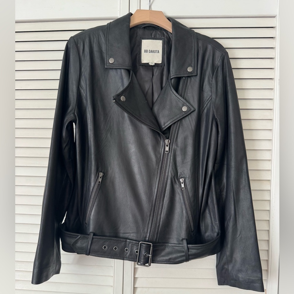 BB Dakota 100% Leather Moto Jacket | Black | Size L